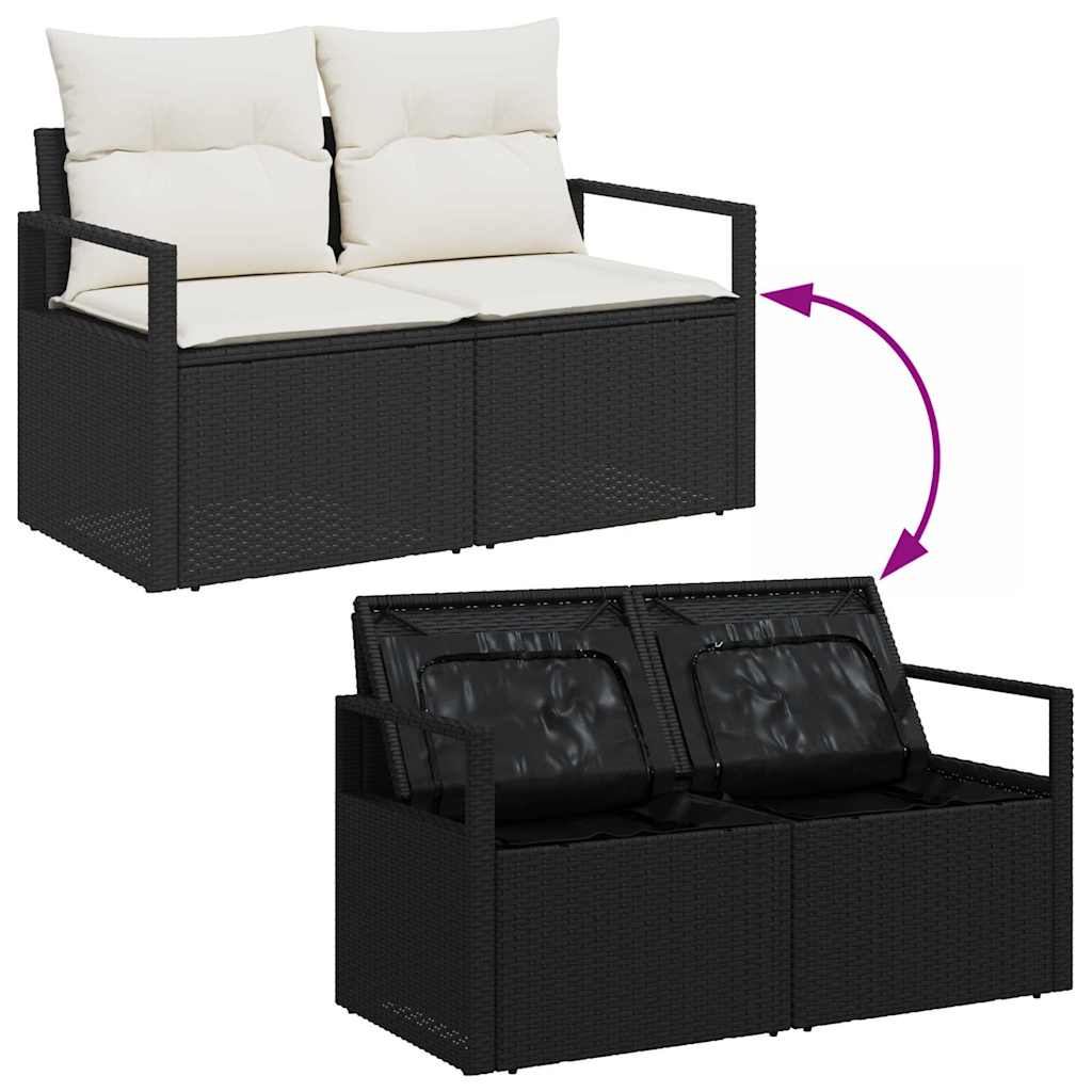 Garten-Sofa-Set mit Speicher 5 pcs Schwarz Poly Rattan